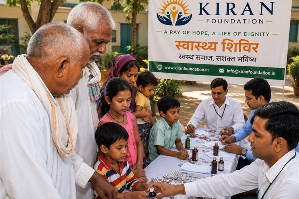 Families at a Kiran Foundation health camp